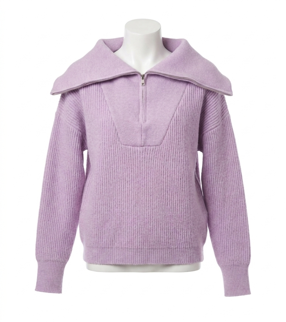NEW MOLLY BRACKEN zip turtleneck sweater in mauve